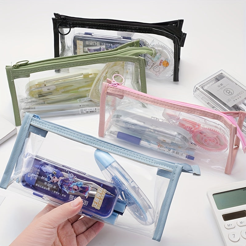 Clear Transparent Marker Pouch with Zipper for Stationery and Makeup