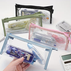 Clear Transparent Marker Pouch with Zipper for Stationery and Makeup