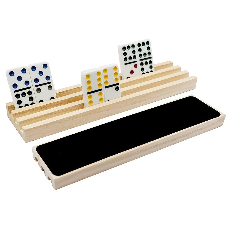 Wooden Domino Rack Classic Board Game Domino Tray Storage Rack
