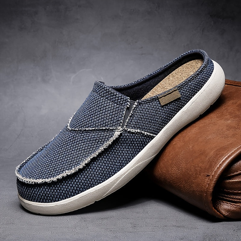 Men's Canvas Slip On Mules Lightweight Breathable Open Back Shoes