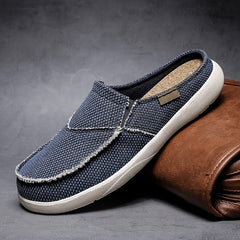 Men's Canvas Slip On Mules Lightweight Breathable Open Back Shoes