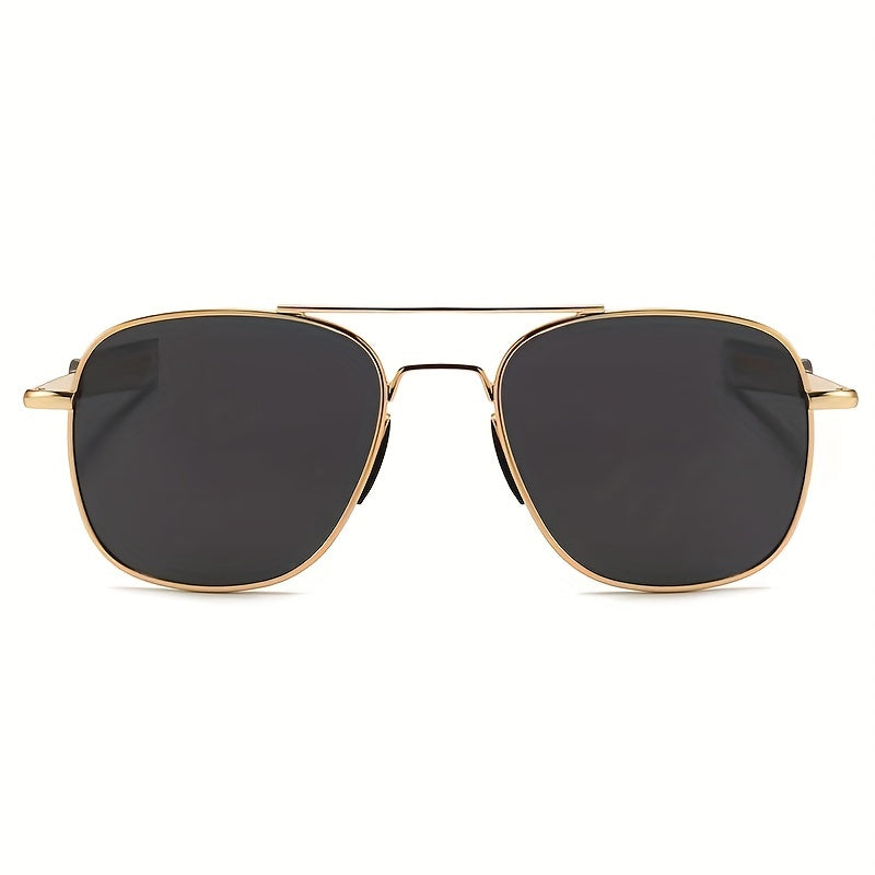 Men's Metal Frame Sunglasses with Tempered Glass Lenses
