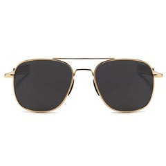 Men's Metal Frame Sunglasses with Tempered Glass Lenses