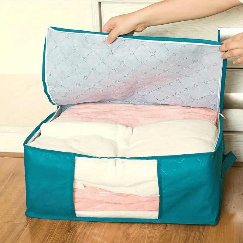 Quilt Storage Box With Handle Zipper Large Blanket Bag