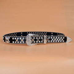 Rhinestone Skull Belt With Bling Stones For Couple