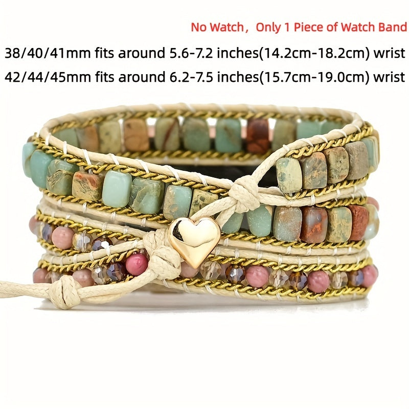 Bohemian Braided 3 Layers Red Pattern Watch Band