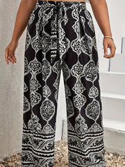  Boho Pants Women's Plus Tribal Print Wide Leg Loose Trousers