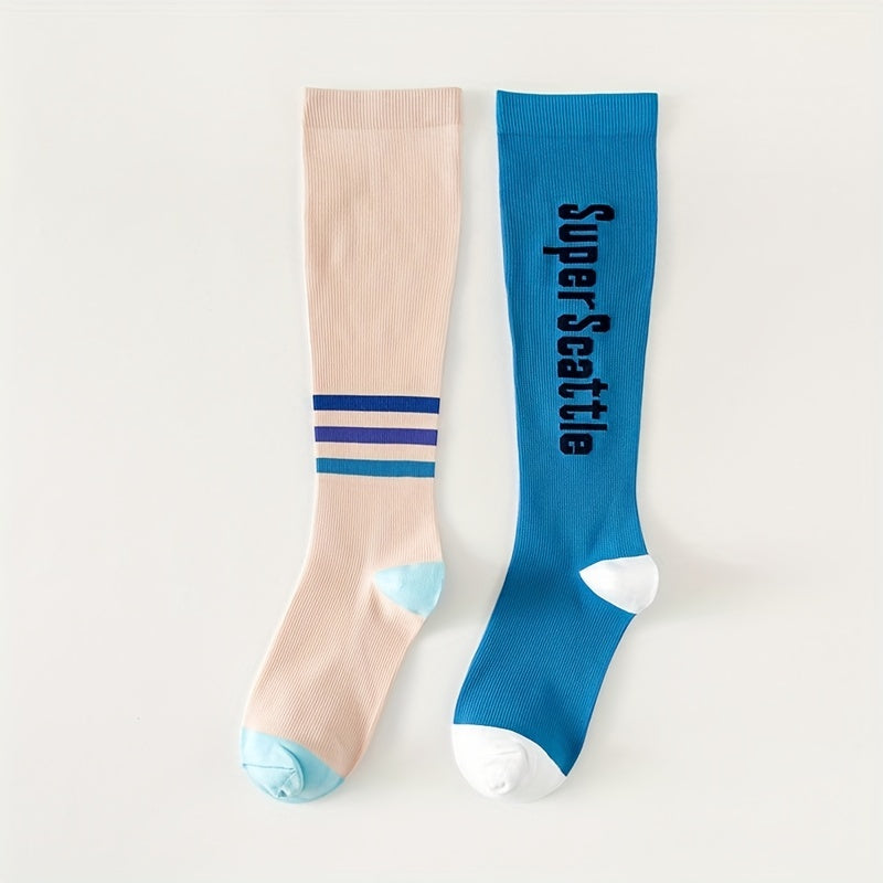 8 Pairs Letter Print Calf Socks All-match Knee High Socks Women Stockings