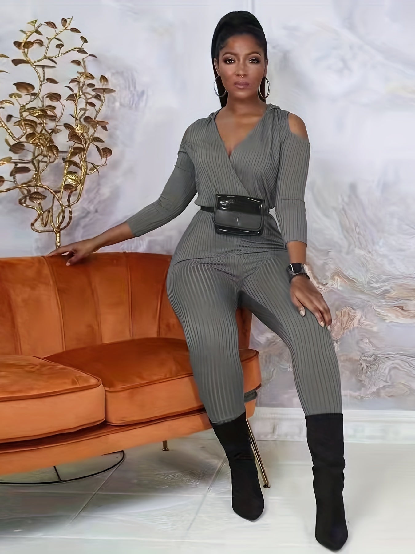 Cold Shoulder Hooded Jumpsuit for Women