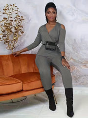 Cold Shoulder Hooded Jumpsuit for Women