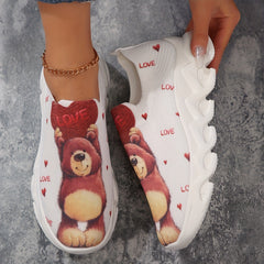 Bear Print Mesh Running Shoes Lightweight Outdoor Sport Sneakers