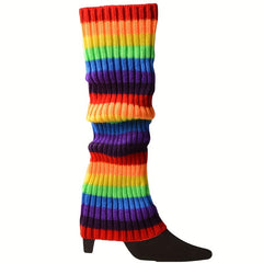 6 Pairs Rib Knit Leg Warmers Knee High Socks Women's Stockings