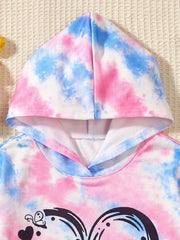 Tie Dye Heart Figure Graphic Pullover Hoodie for Girls