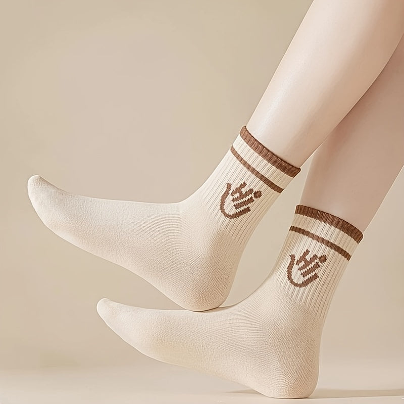 5 Pairs Letter Print Socks Soft Mid Tube Women's Stockings