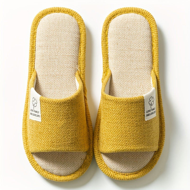Women's Linen Slippers Soft Sole Slip On Shoes Comfortable Bedroom Shoes