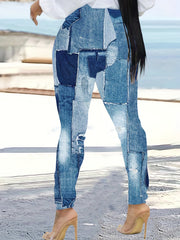  Denim Print Stretch Skinny Leggings