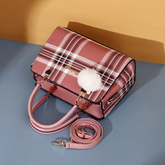 Metal Letter Decor Satchel Bag Top Handle Purse Shoulder Office Bag