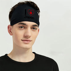 Men's Japan Themed Sweat Band with Red Heart & Text