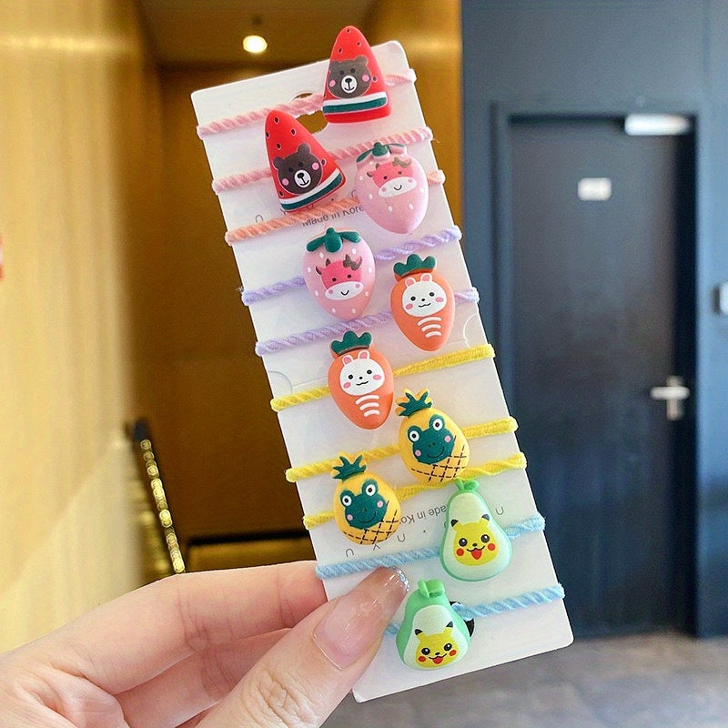 10pcs Baby Hair Tie Rubber Band Cartoon Buckle