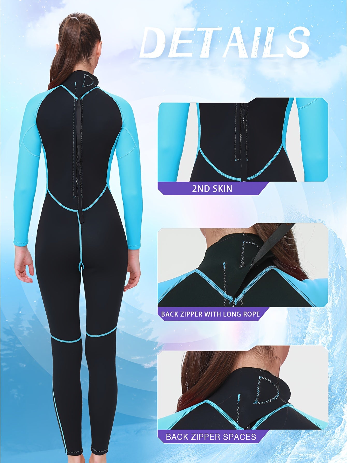 REALON Women's 2mm Neoprene Full Body Wetsuit