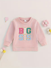 Kids BIG SIS Embroidered Sweatshirt Long Sleeve Top Pullovers