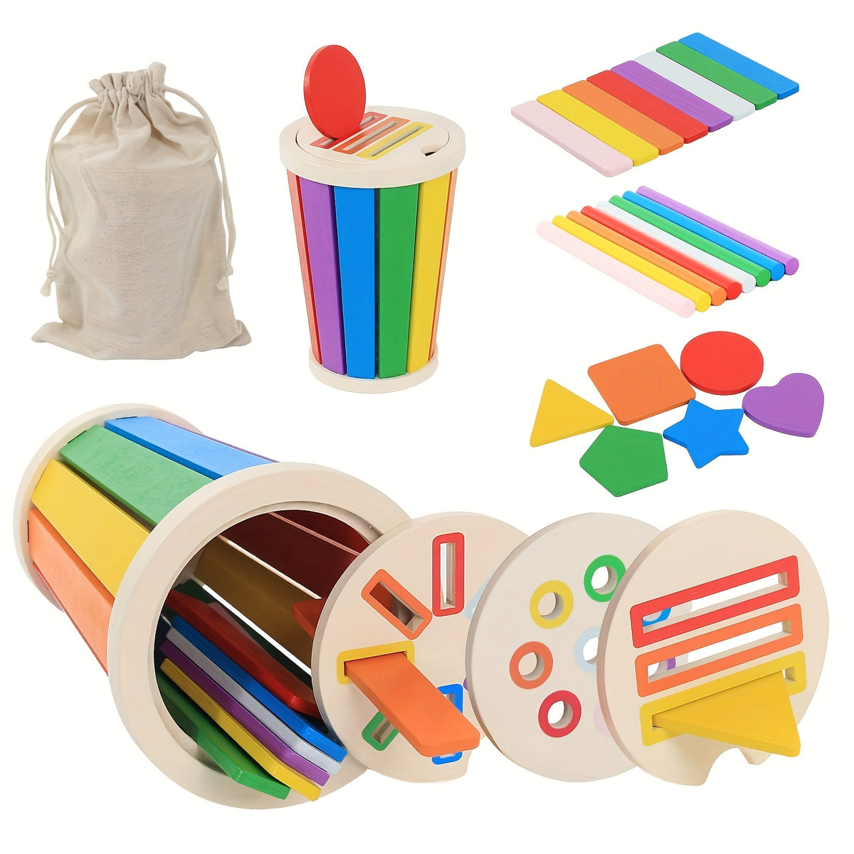 Wooden Stacking Toy Set for Toddlers - Sensory & Motor Skills Development