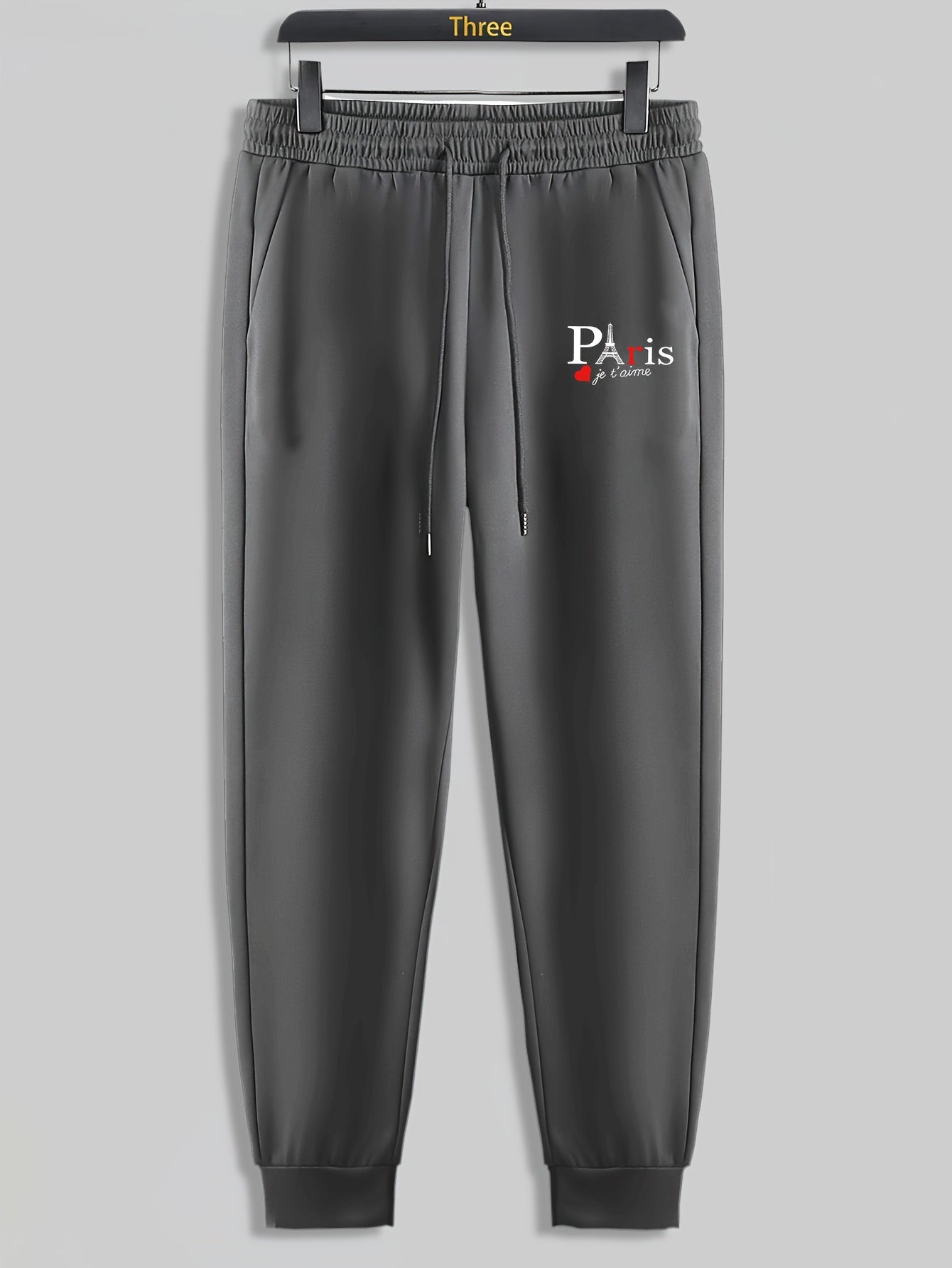 Paris Tower Print Men's Drawstring Sweatpants for Running Jogging