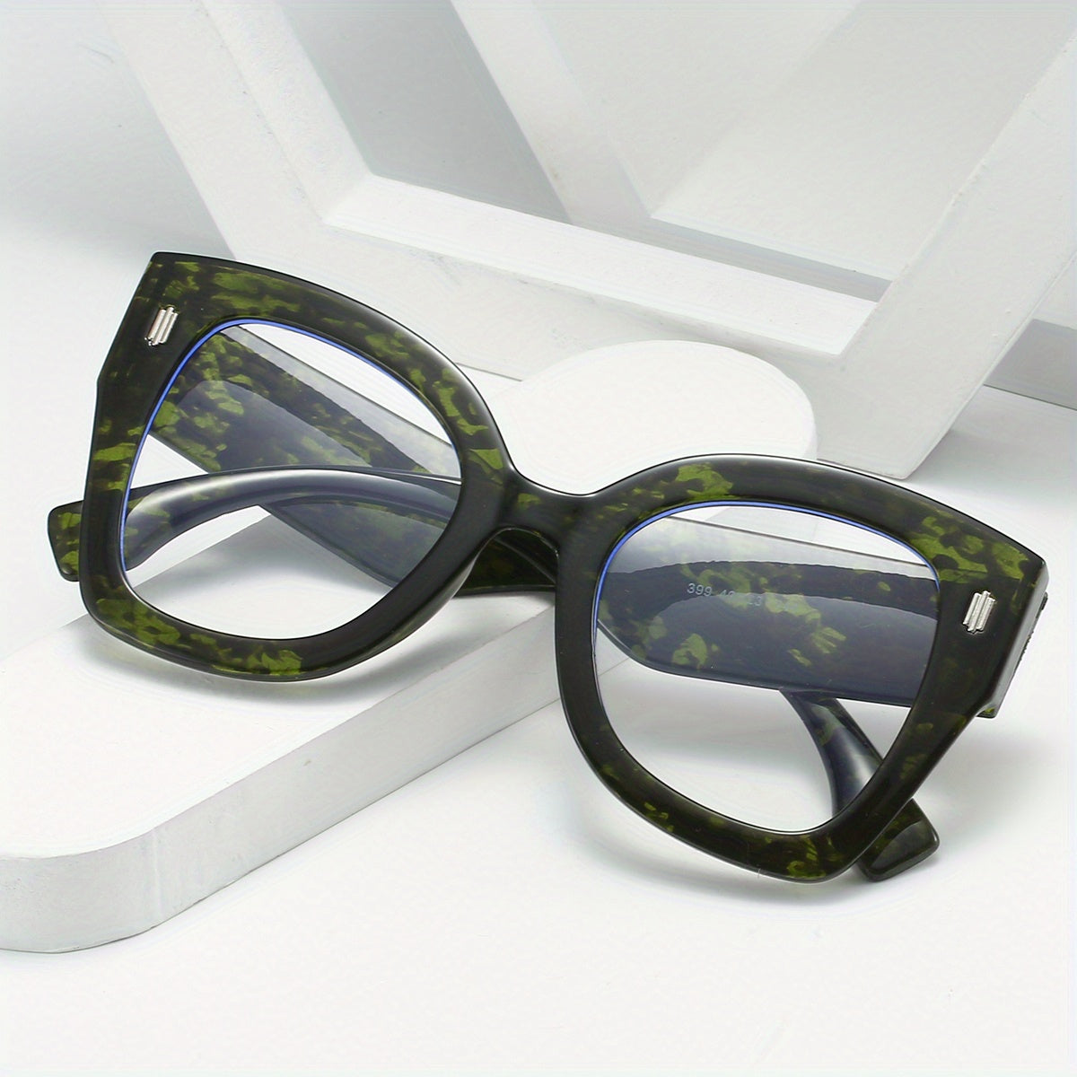 Retro Green Tortoiseshell Cat Eye Clear Glasses Anti Blue Light