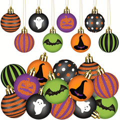 24 Pcs Halloween Ornament Set - Pumpkin Cat Spider Witch Hat Tree Decorations