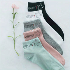 5 Pairs Star Rhinestone Socks for Women