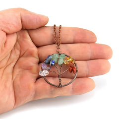 Amethyst Crystal Tree Of Life Necklace Antique Red Copper 3 5MM