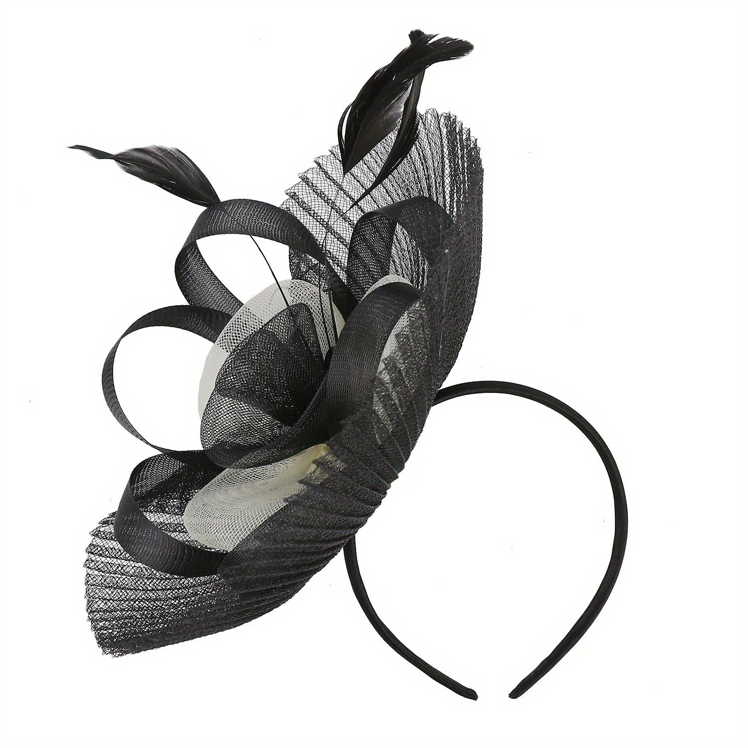 Pleated Mesh Flower Fascinator Hat With Veil Headwear 20s Hat