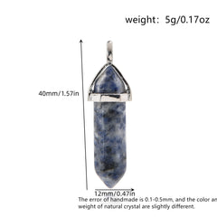 Hexagonal Column Natural Crystal Pendant Single Stone Amethyst Lapis Lazuli