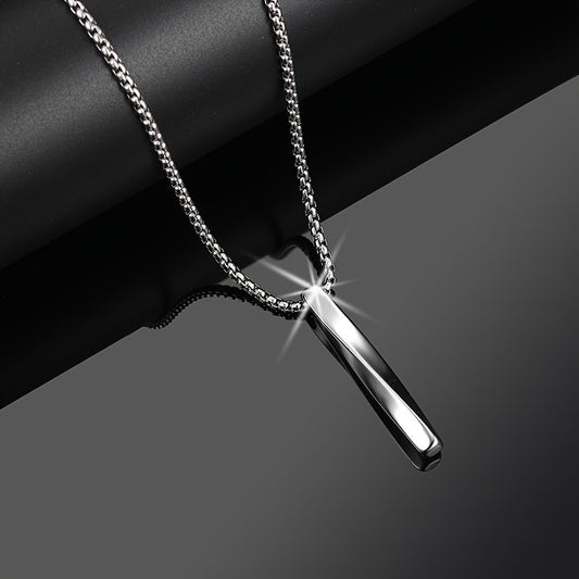 Men's Stainless Steel Bar Pendant Necklace