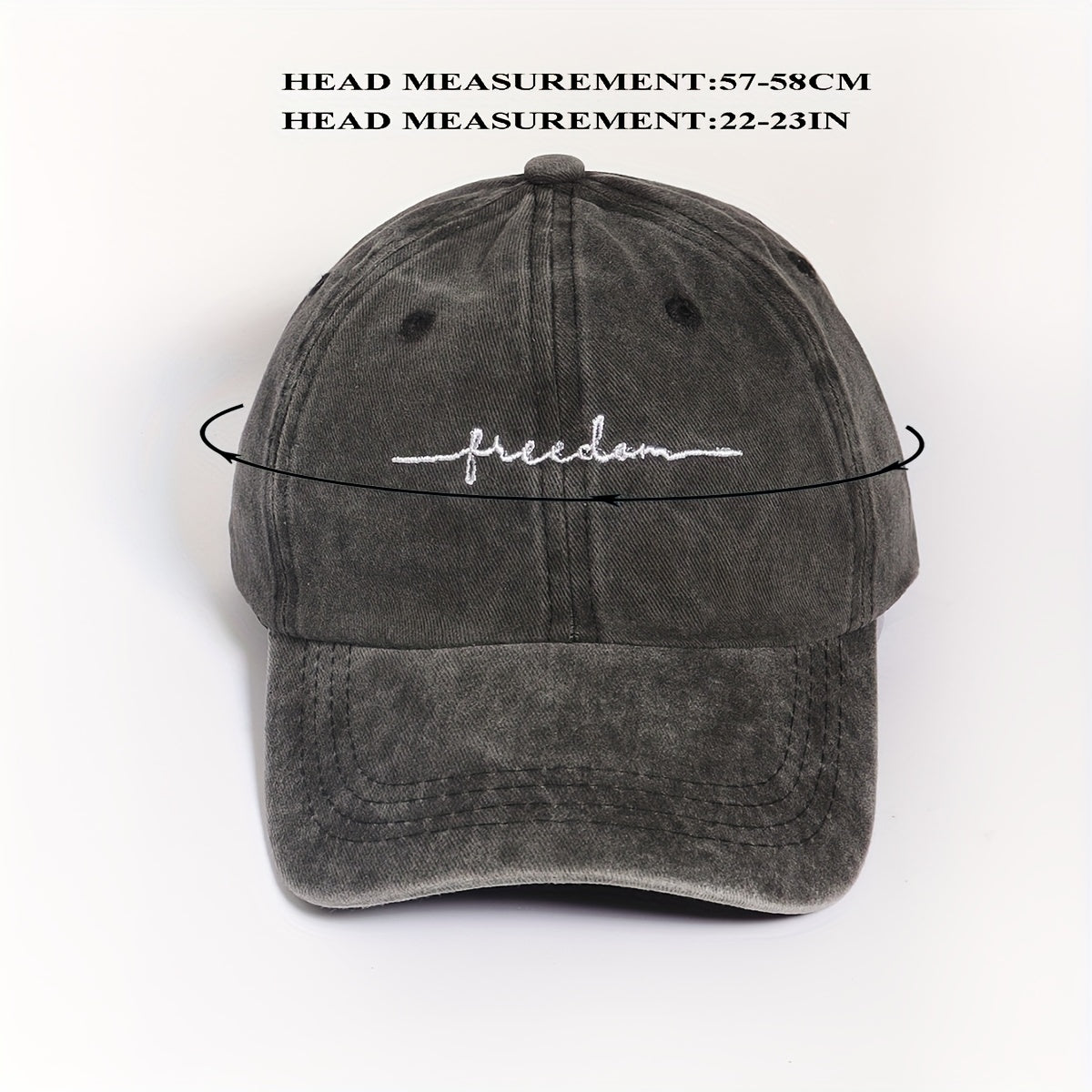Freedom Embroidery Unisex Baseball Cap Gray Dad Hat Adjustable Sun Hats