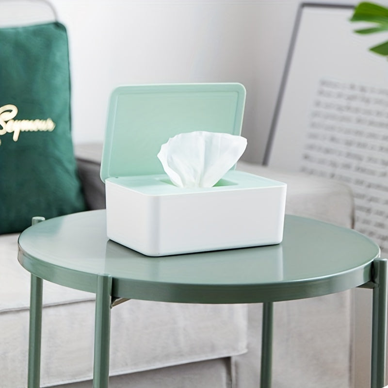 Desktop Wet Tissue Box Household Plastic Dust proof With Lid, Home Office Decor