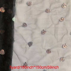 Colorful Heart Mesh Sequin Fabric 0.91m 2.74m 4.57m