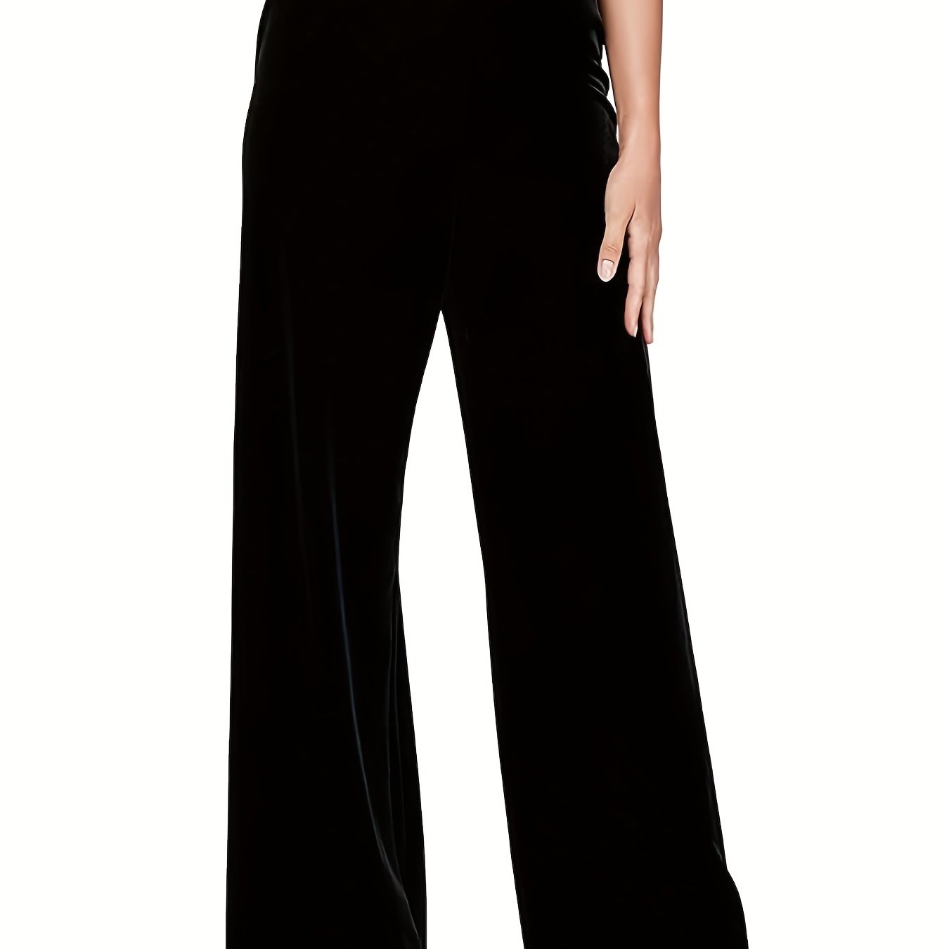 Women's Plus Elastic Waist Wide Leg Casual Pants