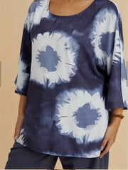  Tie Dye Floral Print Tee & Pants Set