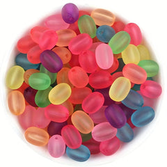 20pcs Frosted Rubber Oval Beads Mixed 10mm DIY Bracelet Necklace