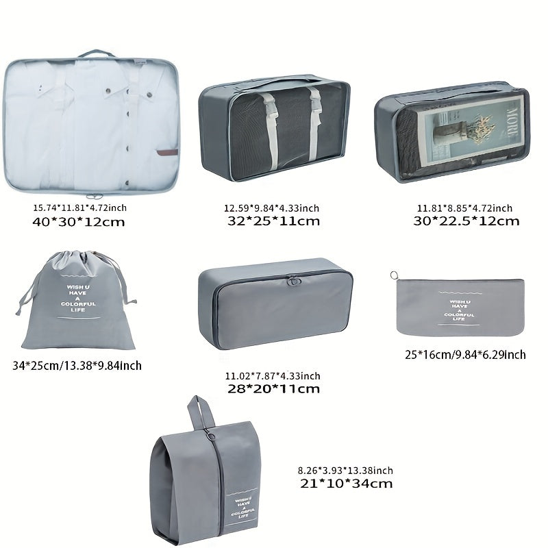 7 Pcs Travel Luggage Bags Lightweight Zipper Dustproof Organizers