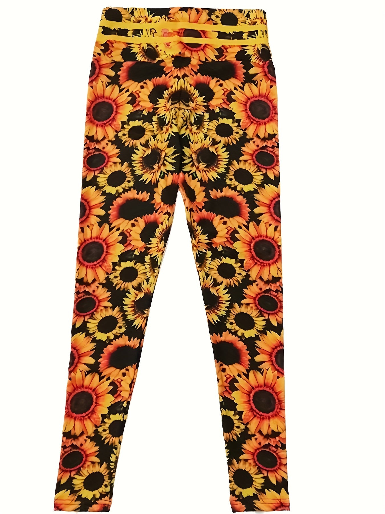 Sunflower Print Yoga Pants High Stretch Leggings Women's Activewear