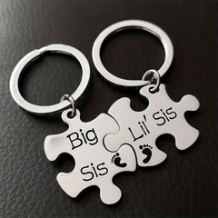 Big & Little Sister Puzzle Keychains Set Bag Purse Ornament