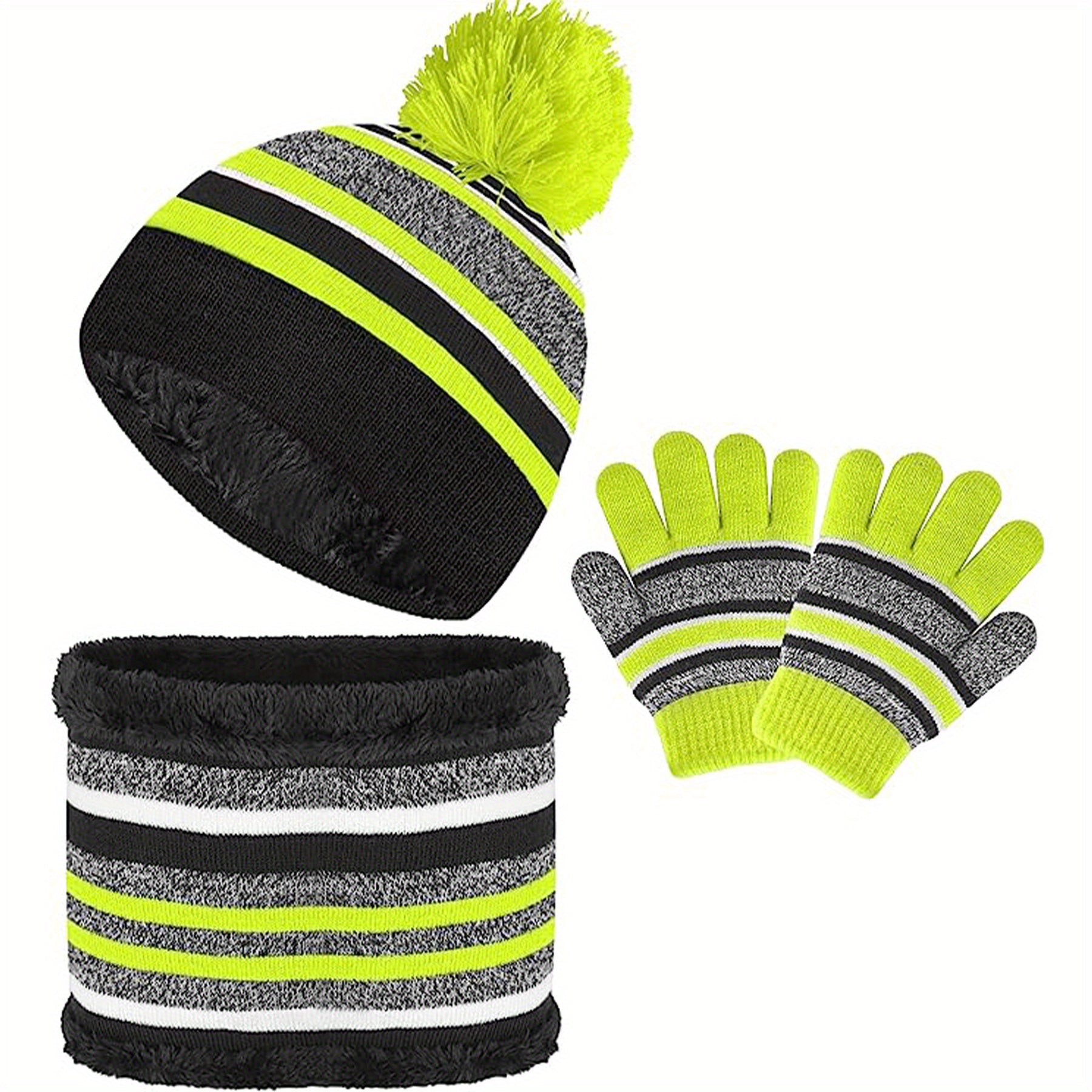 Kids Winter Beanie Hat Scarf Gloves Set