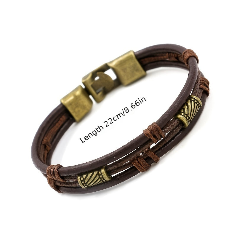 Braided Leather Rope Bracelet Men's Bangle Wax Thread Pair Buckle