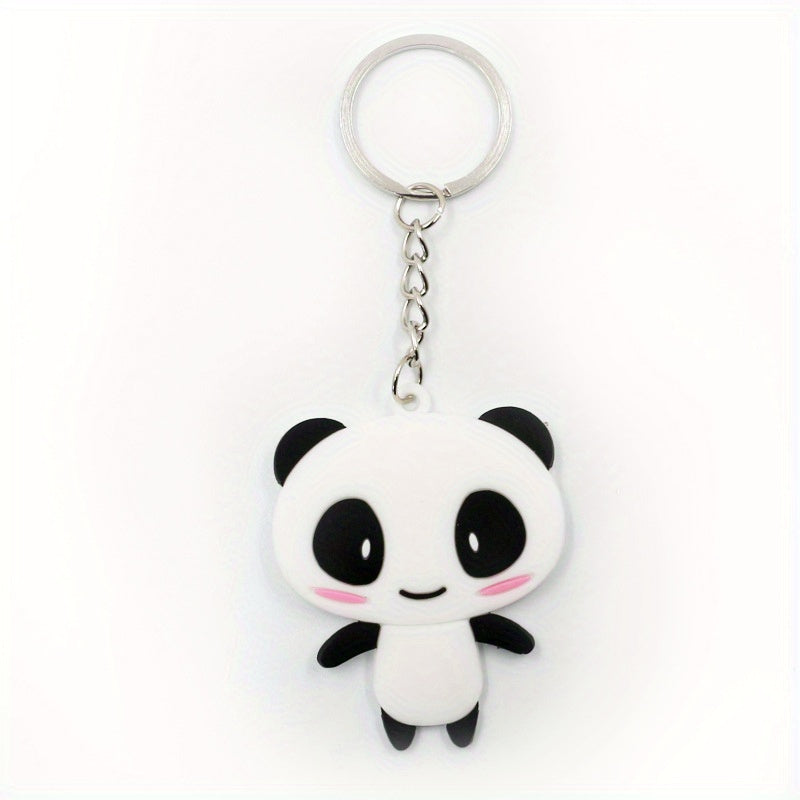 PVC Panda Keychain Cartoon Key Ring Women Bag Pendant Car Key Ring