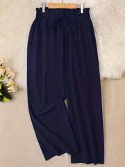  Women's Wide Leg Loose Trousers Elastic Waist