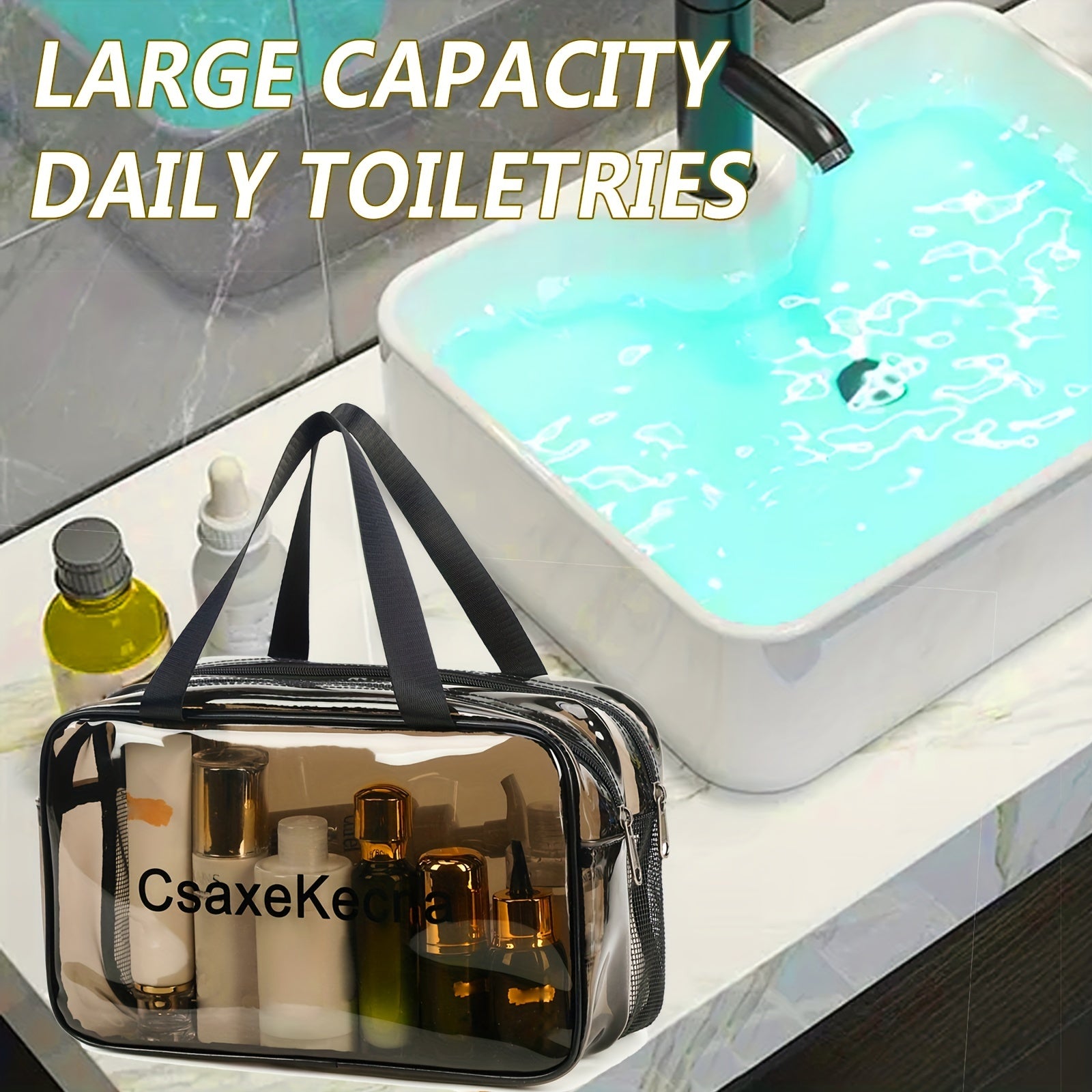 Large Capacity Transparent Cosmetic Bag Waterproof Storage Bag