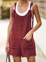 Patched Pockets Knot Strap Overall Jumpsuit
