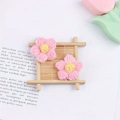 10pcs Crochet Flowers Diy Knitted Woolen Flower Clothing Accessories